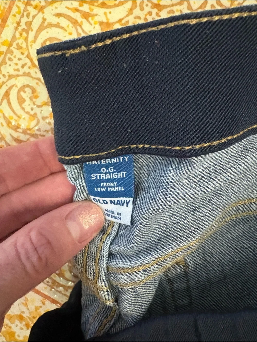 Old Navy Dark Blue Straight Leg Maternity Jeans with Black Stretch Panel